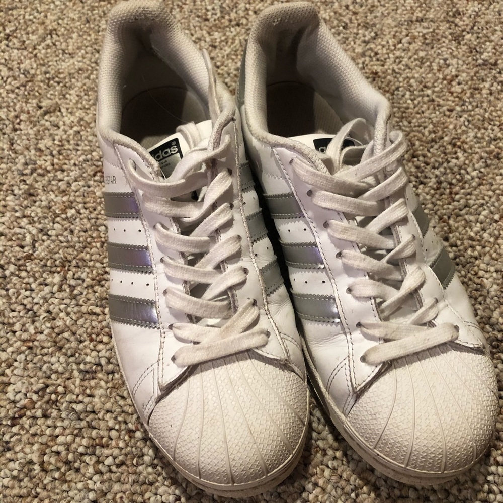 silver adidas superstars